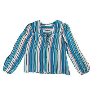 Marie Oliver Women’s 100% Silk Striped Top With Tie Detail In Size XS